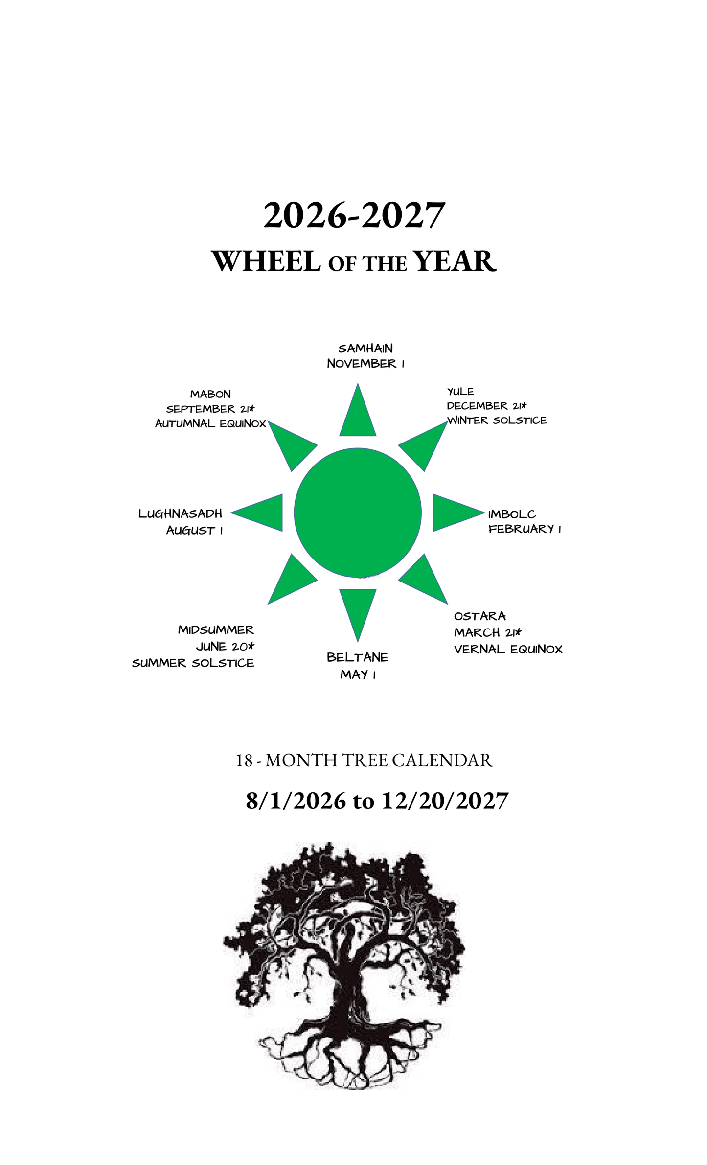 CALENDAR - WHEEL OF THE YEAR 2026-2027